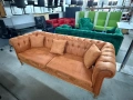 Класически диван Chesterfield кафяв набукова кожа внос от Германия, снимка 1