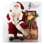 Коледна реалистична фигура на Дядо Коледа в сандък с подаръци, Звук и LED светлини, снимка 1
