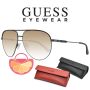 GUESS 🍊 Мъжки метални слънчеви очила "GREY BROWN AVIATOR" нови с кутия, снимка 1