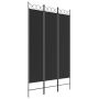 vidaXL Параван за стая, 3 панела, черен, 120x200 см, плат(SKU:350149