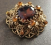Винтидж чешка брошка с цитриново стъкло от 50-те, снимка 2
