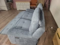 Сив диван тройка от плат с електрически релаксиращ механизъм, снимка 2