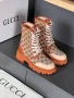 Gucci Дамски Бежови Боти С Връзки Гучи Код E1275, снимка 6