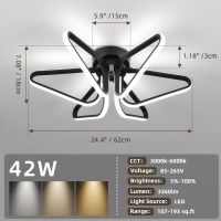EIDISUNY LED таванна лампа с димиране, с дистанционно управление, 3000K-6000K, 50W 62 см, снимка 2 - Лед осветление - 45964213