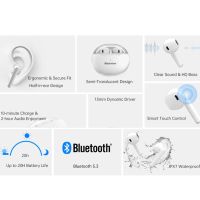 Бели Безжични Bluetooth Слушалки с Микрофон за iPhone и Android, снимка 10 - Безжични слушалки - 45284024