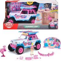 Автомобил Dickie Jeep Flamingo + Фигура, 22 см, Светлинни и звукови ефекти, Мащаб 1:24, снимка 1 - Кукли - 45168619
