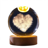 LED Светеща кристална топка/лампа, 3D сензорна - Сърце, снимка 6 - Настолни лампи - 45036199