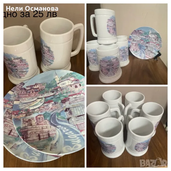 Керамични халби за бира 0.400 и чинии ф 20, снимка 1