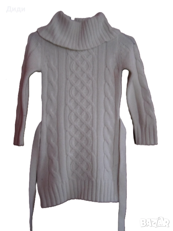 Детска плетена туника/рокля с поло яка, снимка 1