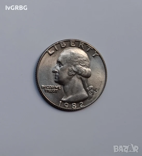 25 цента САЩ 1982 1/4 долар САЩ 1982 Американска монета Четвърт долар 1982 Америка , снимка 1