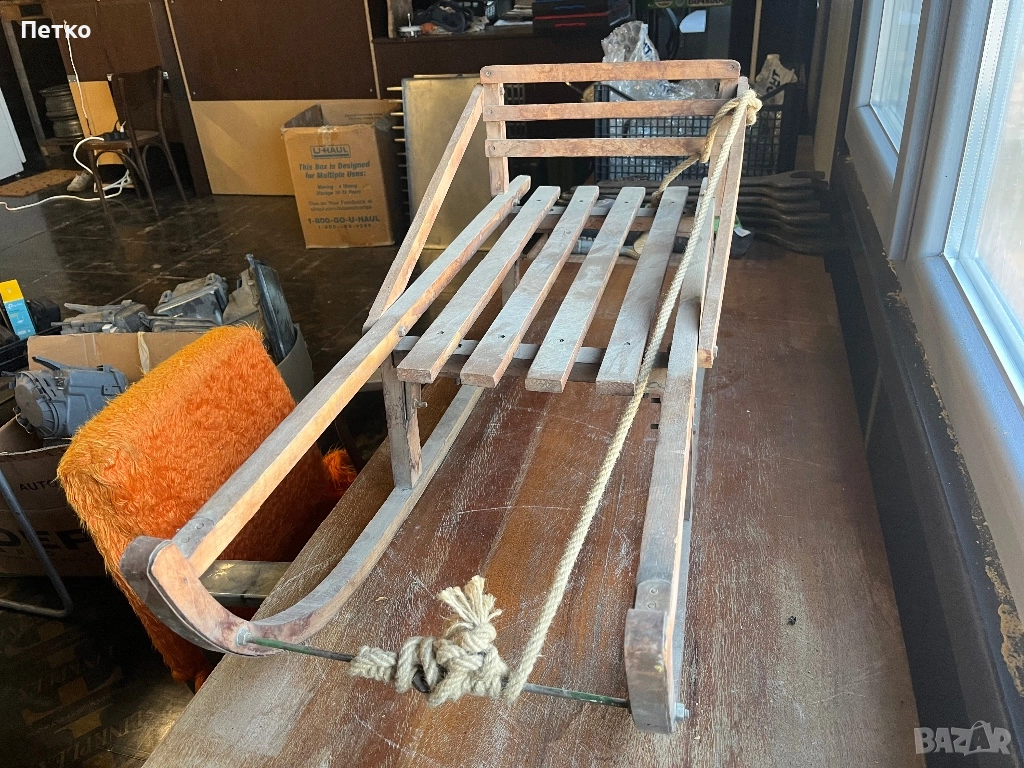 Дървена ретро шейна, снимка 1