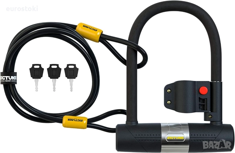 Велосипедна ключалка SIGTUNA - велосипедна ключалка против кражба с 3 ключа за състезателни велосипе, снимка 1