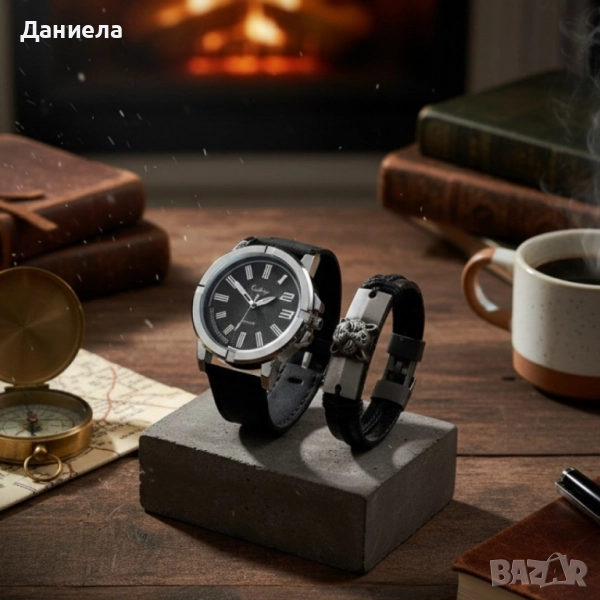 Спортен мъжки часовник Geduo и гривна в луксозна кутия, снимка 1