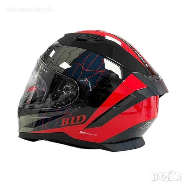 КАСКА ЗА МОТОР С ОЧИЛА, Размери S, M, L, XL - Черно/Червено - 721439, снимка 1