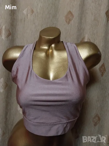 L Спортно бюстие от еластичен сатен пепел от рози , снимка 1