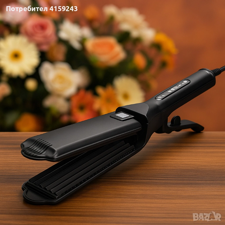 Професионална турмалинова преса за коса с йони, за всички типове коса - За вафлички, снимка 1