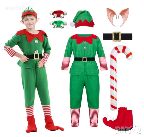 Детски коледен костюм на Елф Raveparty, от 8 части, карнавален костюм на Коледен Елф за момчета , снимка 1