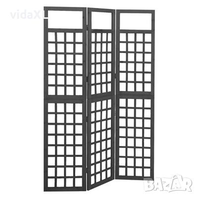 vidaXL Параван за стая, 3 панела, масивна ела, черен, 121x180 см(SKU:316482, снимка 1 - Паравани - 45795018