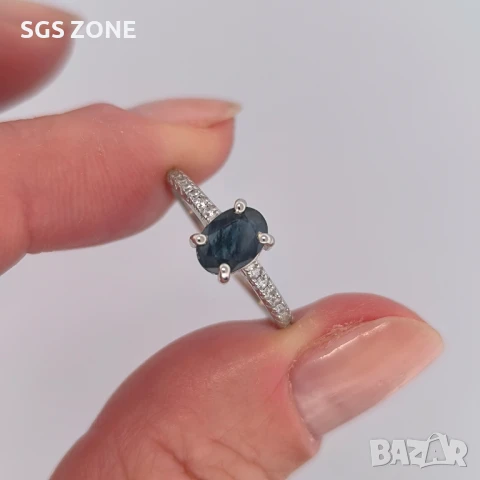 СРЕБЪРЕН ПРЪСТЕН С РУБИН, САПФИР, ИЗУМРУД , снимка 6 - Пръстени - 51143653