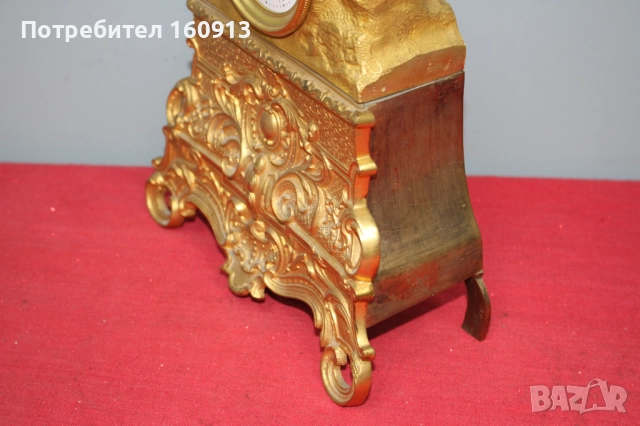 Позлатен бронз каминен часовник фигура жена религиозен кръст, снимка 17 - Антикварни и старинни предмети - 51451984