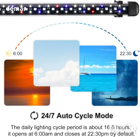 Потопяема лампа за аквариум driamor, 18 CM с 36 бр. LED мъниста IP68, режим 24/7, 4 сцени и 7 цвята, снимка 2 - Оборудване за аквариуми - 49246389