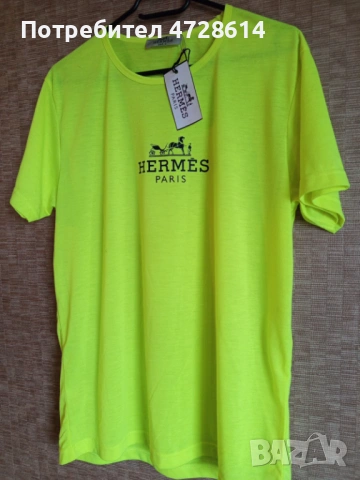 HERMES  мъжка тениска в цвят неон, снимка 3 - Тениски - 53423056