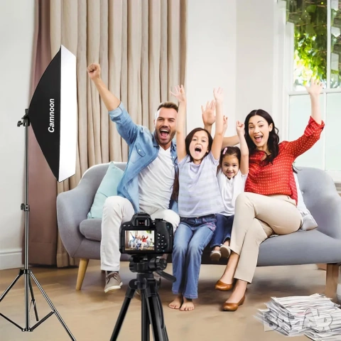 Комплект Студийно Осветление Camnoon: 2x Софтбокс + 2x 105W LED, снимка 8 - Светкавици, студийно осветление - 53392241