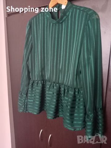 Елегантна риза в маслено зелено, снимка 1 - Ризи - 46349538