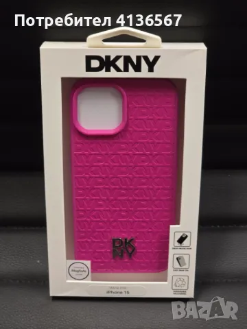 Защитен калъф DKNY с метално лого PU,  за iPhone 15, циклама, снимка 1 - Калъфи, кейсове - 48279831