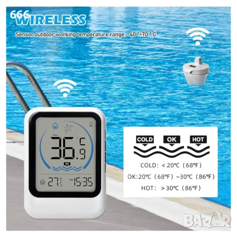 Безжичен термометър за басейн, снимка 4 - Басейни и аксесоари - 52873899