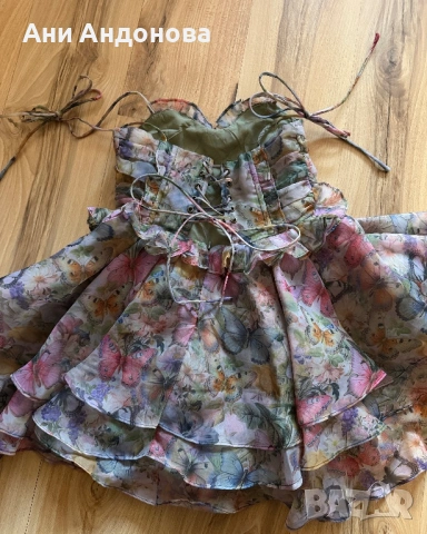 Многоцветна рокля с пеперудки, снимка 2 - Рокли - 53800501