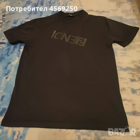 Луксозна тениска Fendi Roma – Черна, Размер М, Релефно лого, Топ качество!