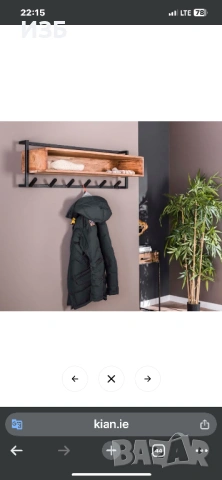 Закачалка от акациево дърво за палта ZI с 6 куки, отворено отделение