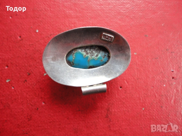 Сребърно колие медальон с тюркоаз 925, снимка 4 - Колиета, медальони, синджири - 54080804