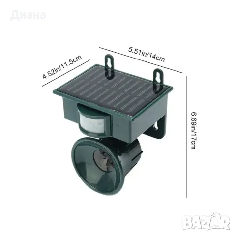 Ултразвуков соларен уред срещу гризачи, насекоми и птици с вградени акумулаторни батерии, снимка 3 - Градинска техника - 49201017
