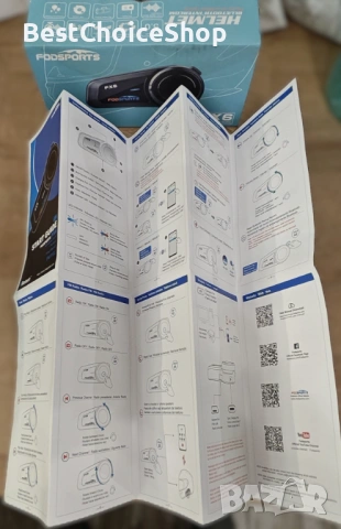 FODSPORTS FX6 Bluetooth интерком за мото каска, снимка 3 - Bluetooth слушалки - 53376039