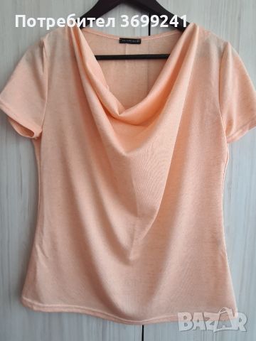 Светлооранжева блуза с къс ръкав и обло деколте Andrews Ladies, размер L, снимка 1 - Тениски - 46321554