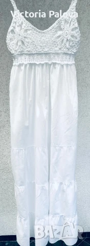 Дълга бяла рокля тънък памук Италия