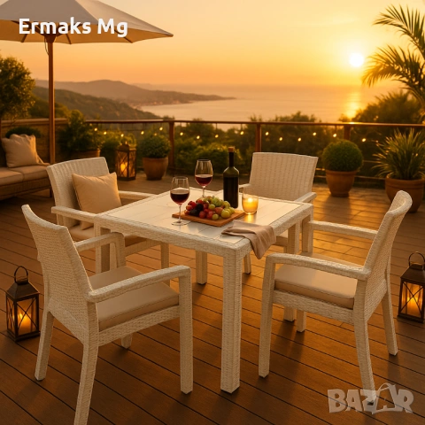 Градински комплект маса 1 бр. и 4 бр. столове Violet Trendlux Antrasit, Brown, White, Cappuccino, снимка 2 - Градински мебели, декорация  - 53784344