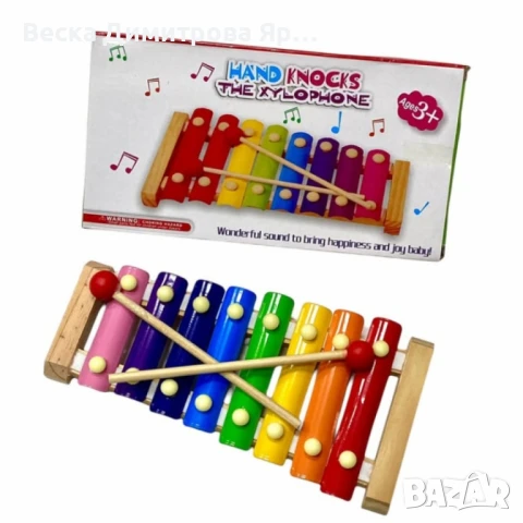 Детски дървен ксилофон с 8 цветни ноти и 2 чукчета, снимка 9 - Музикални играчки - 51102897