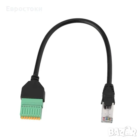 Flower Кабел RJ45 Ethernet (мъжки) към 8-пинов AV клемен пружинен адаптерен блок, снимка 2 - Кабели и адаптери - 49600662