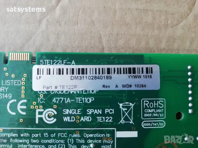 Digium Wildcard TE122 Single Span PCI Card+ECHO MODULE, снимка 11 - Мрежови адаптери - 47124022