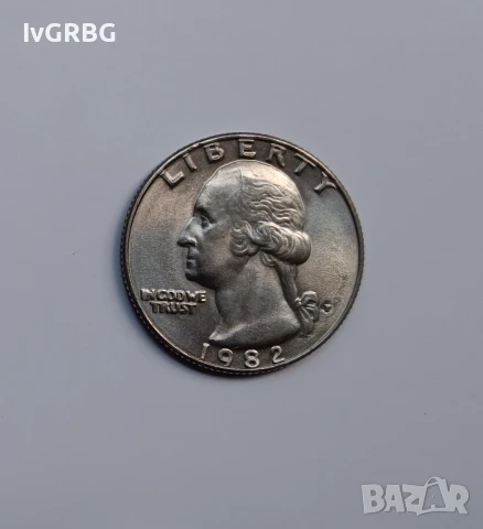 25 цента САЩ 1982 1/4 долар САЩ 1982 Американска монета Четвърт долар 1982 Америка 