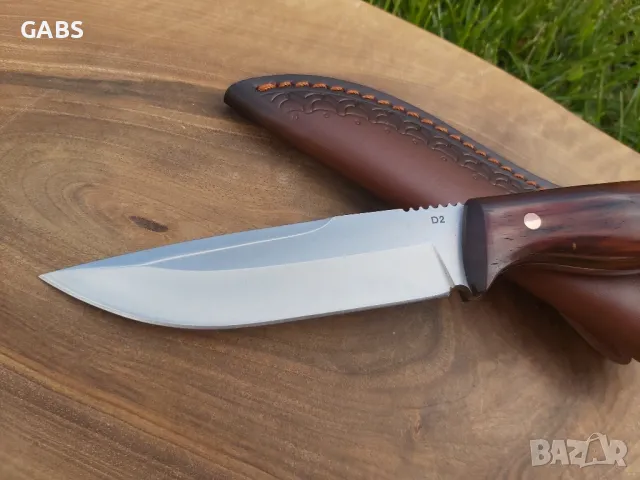Висококачествен ловен нож D2,фултанг с кожена кания, снимка 3 - Ножове - 49873136