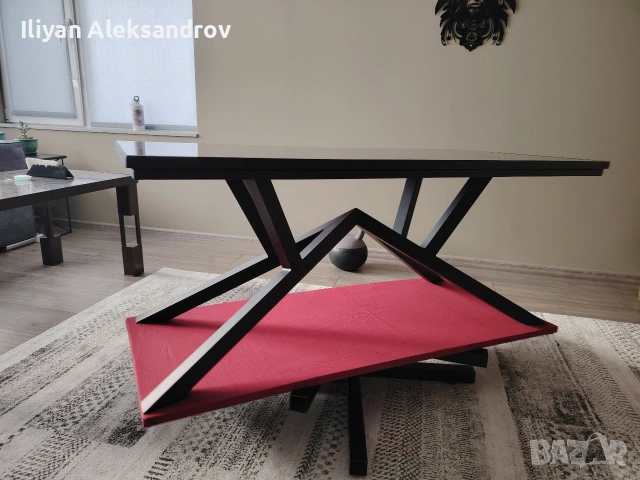 Метална холна маса с керамичен плот, снимка 3 - Маси - 52185379