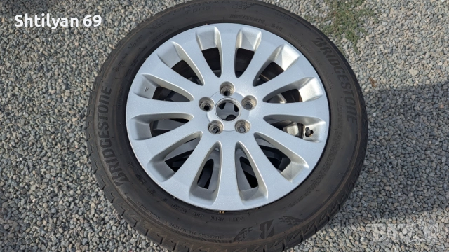 Оригинални алуминиеви джанти 16 цола с летни гуми за Субару Импреза, снимка 2 - Гуми и джанти - 51741964