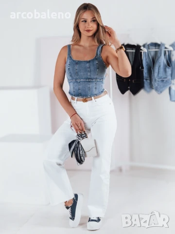 Дамски дънков топ VESTTOP, снимка 4 - Корсети, бюстиета, топове - 50677381