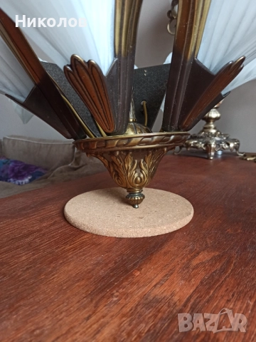 Месингов полилей Арт Деко, снимка 4 - Антикварни и старинни предмети - 52092453