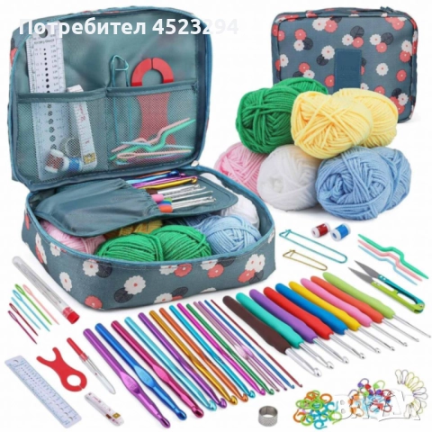 Комплект аксесоари за плетене, 107 части, 14 алуминиеви куки – Пълен сет за начинаещи и напреднали, снимка 2 - Други - 52565902