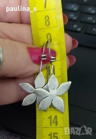 Vintage / Два броя обеци / Много рядка находка / Висящи сребърни обеци , снимка 13 - Обеци - 40827827